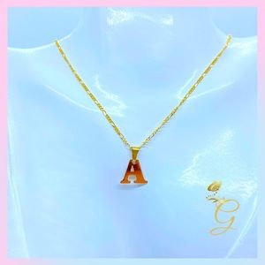 18K Real Solid Gold Initial Necklace (can be customized)